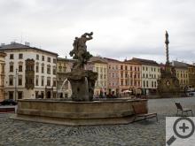 Merkurova kašna z roku 1727 je považována za umělecky nejkvalitnější ze souboru    olomouckých kašen